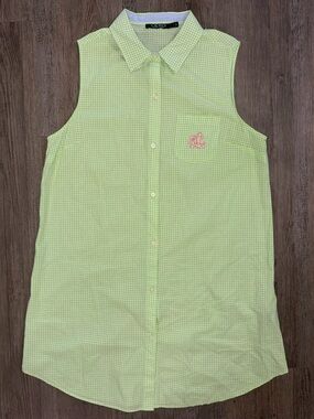 Ralph Lauren Green Gingham monogrammed shirt dress